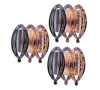 BAZEITFLOW 9Pcs Interlocking Banana Hair Clip Comb for Women and Portable Ponytail Holder Clamps in Black Tortoiseshell Leopard Print Easy to Use Hair Accessories for Thick and