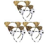 BAZEITFLOW 9pcs Leopard Print Cat Ears Headband Set Soft Fuzzy Hair Hoops for Comfortable Skincare Hairbands for Spa Cosplay Costume Parties Birthday and Holiday Events