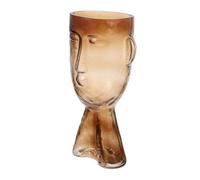 BAZEITFLOW Abstract Human Face Glass Vase Decorative Floral Arrangement Ornament for Home Tabletop Unique Amber Premium Odorless Glass Material for Office and Exhibition Decor