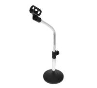 BAZEITFLOW Adjustable Desktop Microphone Stand with Weighted Metal Base and Telescopic Iron Support for Meetings Live Broadcasts Silver Mic Holder Compatible with Various Microphones