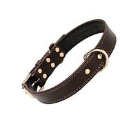 BAZEITFLOW Adjustable Leather Pet Collar for Large Dogs with Creative Rivet and D Ring Design Bell Decoration for Enhanced Attractiveness Comfortable All Day Wear Coffee Color