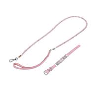 BAZEITFLOW Adjustable Puppy Collar and Leash with PU Traction Rope for Small Dogs Comfortable Fit for Sensitive Skin for Walking and Holiday Parties