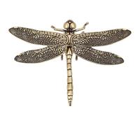 BAZEITFLOW Antique-style Brass Dragonfly Sculpture Desktop Ornament Handmade Retro Copper Figurine for Home Office Cabinet Decoration Unique Vintage Adornment