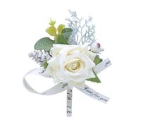 BAZEITFLOW Artificial Flower Corsage White Chinese Style Wedding Rose Bowknot Brooch for Bride Bridesmaid Wrist Flower Bridal Accessory