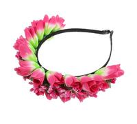 BAZEITFLOW Artificial Tulip Flower Headband Wedding Hair Accessory for Brides Bridesmaids Lifelike Floral Headpiece for Parties Special Occasions Comfortable Soft Cloth Design