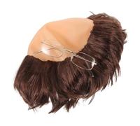 BAZEITFLOW Bald Monk Wig for Men with Glasses Lightweight Comfortable Cosplay Party Halloween Prop Adult Accessory Realistic Bald Cap Headwear