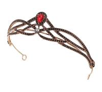 BAZEITFLOW Baroque Bridal Crown Elegant Dinner Party Headdress for Women Vintage Style Wedding Tiara with Red Gemstone Design