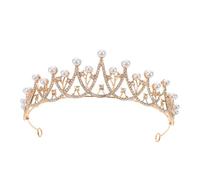 BAZEITFLOW Baroque Rhinestone Bridal Tiara Queen Crown with Pearls Vintage Wedding Headpiece Elegant Crystal Hair Accessory for Brides Birthday Party Celebration