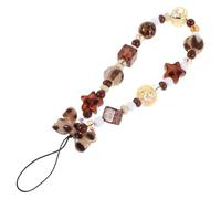 BAZEITFLOW Beaded Retro Phone Charm Wrist Strap with Leopard Print, Anti-Lost Mobile Phone Hanging Chain Wristlet for Outdoor Travel Cellphone Accessories