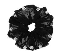 BAZEITFLOW Black Velvet Hair Scrunchies with Pearl Studs Elegant Beaded Design Classic Black Sparkle Accessory for Women Versatile for All Hair Types and Styles