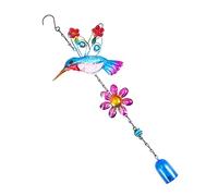 BAZEITFLOW Blue Metal Hummingbird Wind Bell Hanging Decor Outdoor Chime Pendant with Artistic Animal Pattern Suitable for Porch Patio Birthday and Wedding Decorations