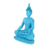 BAZEITFLOW Blue Resin Thai Buddha Figurine Home Temple Decoration Ornament with Intricate Patterns Calm Sacred Sculpture for Positive Energy and Wishes Southeast Asian Buddhist Adornment