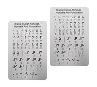 BAZEITFLOW Braille Alphabet Boards 2Pcs Raised Dots Letters Numbers Punctuation Portable Braille Practice Board for Blind Educational Use