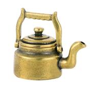 BAZEITFLOW Brass Miniature Teapot Craft Handheld Decor Traditional Chinese Style Vintage Brass Kettle Collectible Ornament for Desk Display and Micro Scene Layout