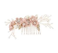 BAZEITFLOW Bridal Hair Comb with Crystals Elegant Pink Wedding Hair Accessories for Brides and Special Occasions Delicate Alloy Rhinestone Headdress for Women