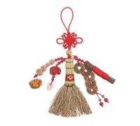 BAZEITFLOW Broom Pendant Hanging Crib Broom Pendant Vintage Amulet Decor Feng Shui Coins Knot