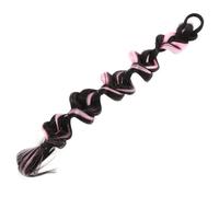 BAZEITFLOW Bubble Braid Hair Ponytail Extension, Long Braided Hair Extensions for Women and Girls, Brown Black with Pink Highlights, Faux Bubble Ponytail for Everyday Wear and Hairstyles