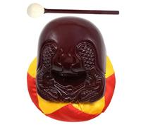 BAZEITFLOW Buddhist Wooden Fish Percussion Instrument with Stick, 5-inch Dark Wood Sound Block for Meditation and Chanting, Small Traditional Buddhist Musical Set for Temple Use