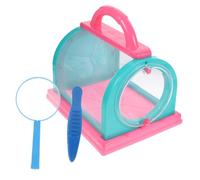 BAZEITFLOW Butterfly Habitat Cage and Observation Box with Magnifying Lens, Pink Mesh Container for Outdoor Bug Catching, Portable Toddler Catcher for Garden Exploration and Science