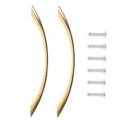 BAZEITFLOW Cabinet Knobs Curved Bridge Pulls Zinc Alloy with Textured Finish 2pcs and Meticulously Crafted Design, Golden for Bathroom and Bedroom Furniture