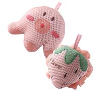 BAZEITFLOW Cartoon Bath Loofah 2pcs Set Shower Sponge Body Exfoliating Bath Balls Pink Strawberry and Octopus Mesh Nets for Skin Cleaning and Fun Bathing