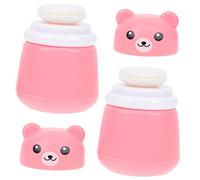 BAZEITFLOW Cartoon Bear Baby Powder Case 2pcs Small Refillable Talcum Powder Containers Puff Travel Cosmetic Puff Box for Infant Skincare