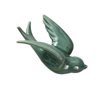 BAZEITFLOW Ceramic Hanging Swallows Wall Mounted Nordic Decorative Ceramic Sparrows in Dark Green Small Size Wall Art Ornament for Home Decor