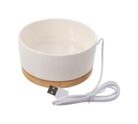 BAZEITFLOW Ceramic Heated Cat Bowl 350ml USB Thermal Pet Water Bowl Detachable Electric Heating Feeder for Food and Water White Small Size Suitable for Indoor and Outdoor Use
