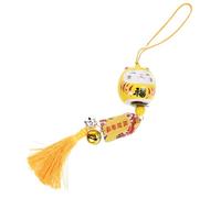 BAZEITFLOW Ceramic Luck Cat Pendant with Vintage Wind Chime and Tassel Japanese Fortune Hanging Charm for Home Decor Backpack Doorway and Car Wear Resistant Lucky Amulet for Blessings and
