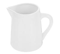 BAZEITFLOW Ceramic Milk Pitcher with Comfort Grip Handle Household Creamer Container for Sauce Syrup and Salad Dressings White Sturdy Porcelain Dispenser for Coffee and Tea Serving
