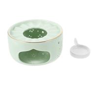 BAZEITFLOW Ceramic Tea Warmer with Hollow Out Design and Non Slip Base Tea Heater Candle Stand for Delicate Brewing Light Green Porcelain Teapot Heating Tool