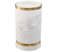 BAZEITFLOW Ceramic Utensil Holder with Marble Pattern and Gold Trim Large Capacity Kitchen Cutlery Organizer Countertop Multi Functional Tableware Storage Bucket for Spoons Chopsticks