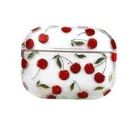 BAZEITFLOW Cherry Pattern PC Earphone Protector Case Compatible with Airpods Resistant Scratch Full Protective Cover with Precise Cut for Charging Clear Fruit Design for Women
