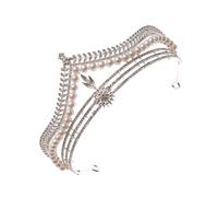 BAZEITFLOW Chic Pearl Rhinestone Crown Headdress for Brides Stylish Hairband Accessory for Weddings Proms and Pageants for Photography and Special Moments