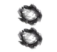 BAZEITFLOW Chiffon Silk Flower Hair Claws 2pcs Large Mesh Rhinestone Bun Holders Non-slip Hair Clips for Women Wedding