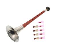 BAZEITFLOW Chinese Red Sandalwood Suona c Key Wind Instrument for Beginners with Plastic Reed, Traditional National Folk Music Instrument for Practice and Performance Random Color