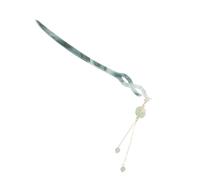 BAZEITFLOW Chinese Tassel Hairpin with Green Flower Pendant for Women Traditional Hanfu Hair Accessory with Graceful Moving Tassels Secure Fit for Daily Wear and Ancient Style Parties