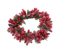 BAZEITFLOW Christmas Candle Ring with Artificial Red Berries and Rustic Berry Hoop Wreath Elegant Table Centerpiece for Pillar Candles Festive Dining Decor for Wedding and Holiday Celebration