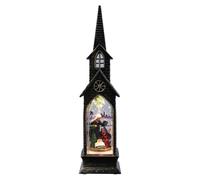 BAZEITFLOW Christmas Decorative Church Lamp Ornament Bronze Indoor Wind Lantern for Tabletop Xmas Decor Scratch-Resistant Holiday Light with Creative Xmas Elements for Living and Party