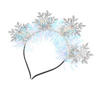 BAZEITFLOW Christmas Headband 4pcs Glitter Snowflake Hairbands Pink and Silver Decorative Headband Set for Women Holiday Party Accessories