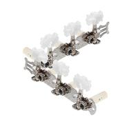 BAZEITFLOW Classical Guitar Tuning Pegs Silver with Buttons Precision Machine Heads for Acoustic and Folk Guitars Stable Vintage Style Tuners Compatible with Ukulele and Acoustic Instruments