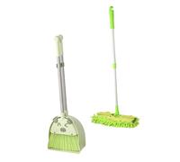 BAZEITFLOW Cleaning Playset Cartoon Broom Mop Dustpan for Boys and Plastic and Stainless Steel Mini Sweeping Tools Easy to Use and Store Gift for Housekeeping Pretend Play