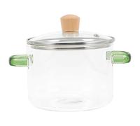 BAZEITFLOW Clear Glass Soup Pot with Lid Double Handle Heat Resistant Borosilicate Cooking Pot for Stewing and Noodles Transparent Stockpot Suitable for Gas Stoves and Slow Simmering
