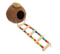 BAZEITFLOW Coconut Shell Birdhouse Resting Nest with Ladder Lightweight Breeding Birdcage for Small Birds and Parrots Decorative Natural Straw Bird Bed for Indoor and Outdoor Use