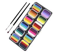 BAZEITFLOW Color Gradient Face Painting Kit with Matte Pearl Water-soluble Paints Portable Body Art with Brushes Safe Non-toxic Makeup for Cosplay Festivals Parties and School Activities