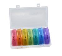 BAZEITFLOW Compartment Rainbow Weekly Pill Box Organizer Portable Round Medicine Dispenser Case with Food-Grade Wheat Fiber Compact Travel Storage for Vitamins and Tablets