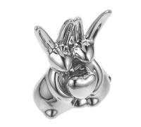 BAZEITFLOW Creative Ceramic Rabbit Figurine Ornament Small Bunny Sculpture for Home Wedding Office Desktop Decoration Silver Color