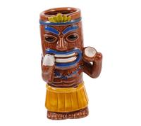BAZEITFLOW Creative Hawaiian Tiki Mug Ceramic Wine Cup for Party Bar Use Decorative Cocktail Drinking Cup in Brown Coconut Native Style Suitable for Weddings and Festivals