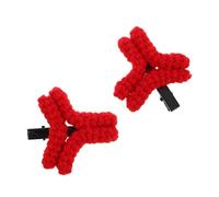 BAZEITFLOW Creative Red Angry Knitted Hair Clips for Women Lightweight Crochet Hair Barrettes for Styling for Live Streaming Parties and Festive Occasions