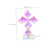 BAZEITFLOW Crystal Glass Cross Figurine with Base Handmade Transparent Religious Desk Ornament for Home Entryway Christmas Easter Decoration Elegant Christian Collectible Display
